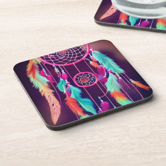 Artsy Dream Catcher Beverage Coaster (Left Side)