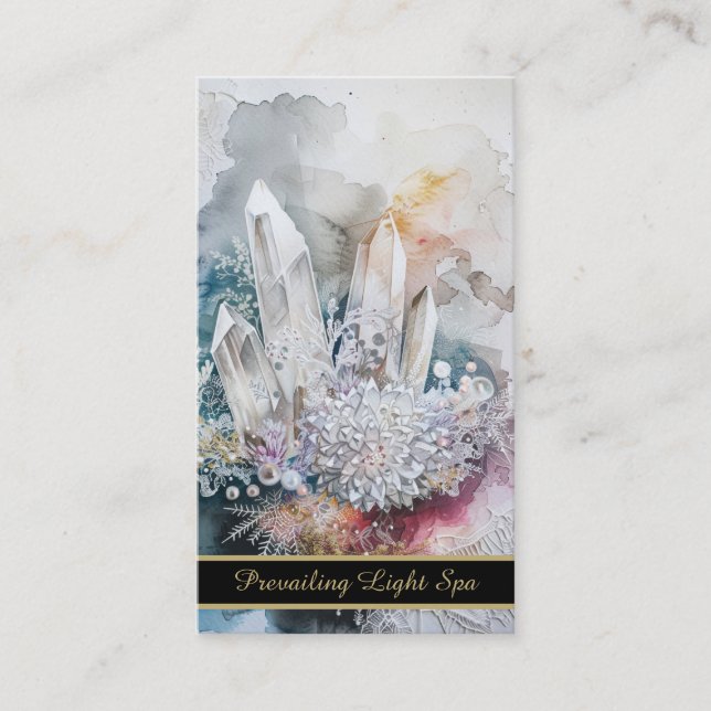 *~* Artsy Drip Crystals AP90 Gold Rainbow QR Business Card (Front)