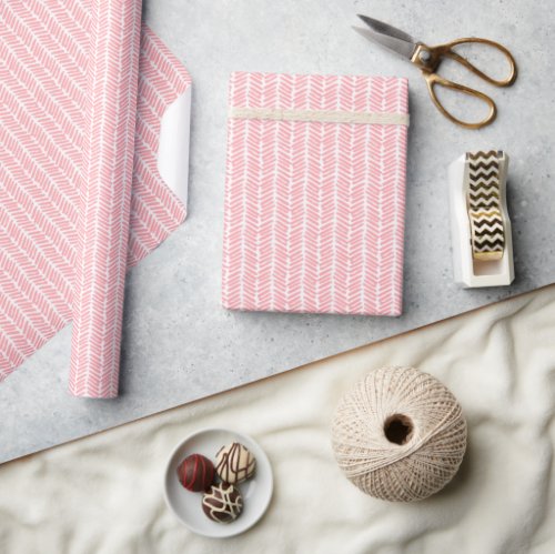 Artsy Dusty Blush Pink White Zigzag Stripes Art Wrapping Paper