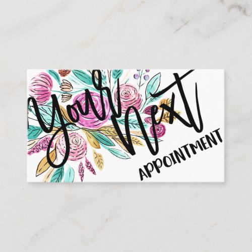 Artsy Elegant Pink Teal Floral Watercolor Appointment Card