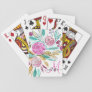 Artsy Elegant Pink Teal Floral Watercolor Monogram Playing Cards