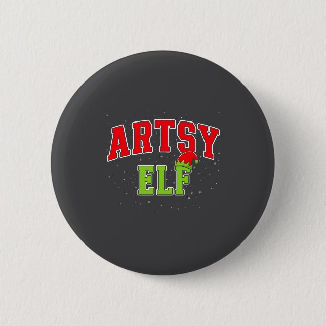 Artsy Elf Christmas Family Matching Group Xmas Act Button (Front)