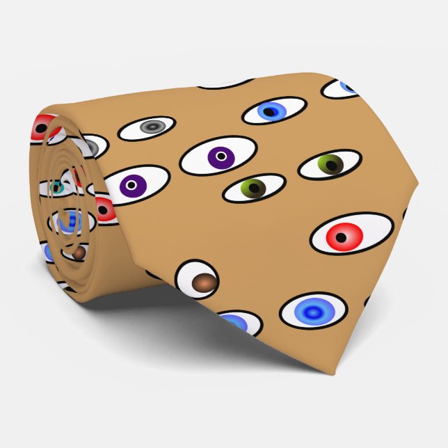 Artsy Eye Balls Optometrist Gold Neck Tie (Rolled)