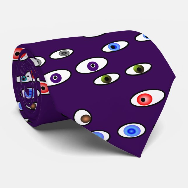 Artsy Eye Balls Optometrist Purple Neck Tie (Rolled)