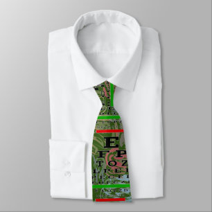 Artsy Eye Chart Optometrist Green Neck Tie
