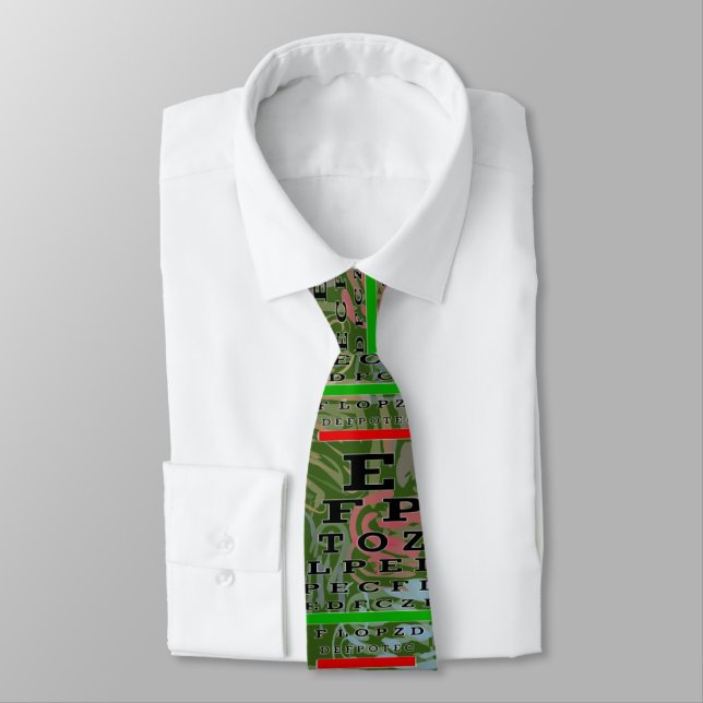 Artsy Eye Chart Optometrist Green Neck Tie (Tied)