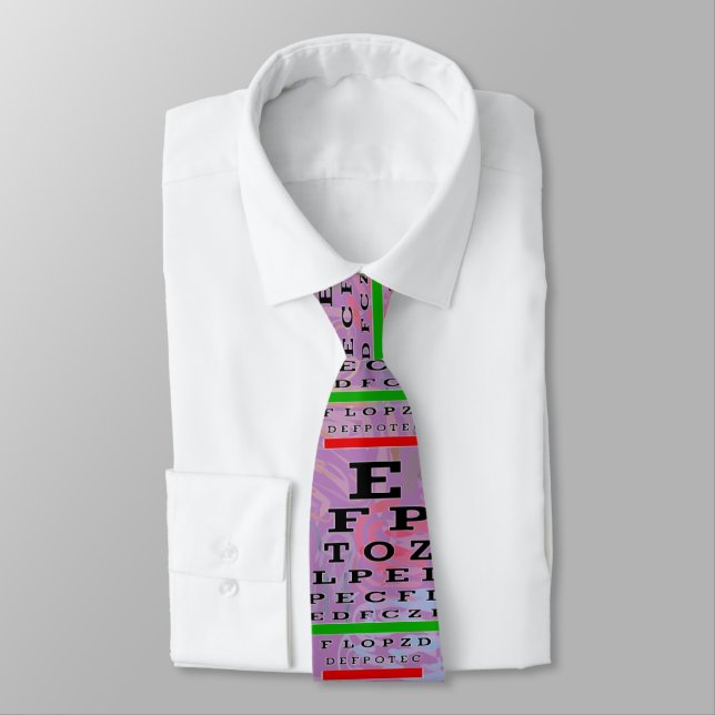 Artsy Eye Chart Optometrist Lavender Neck Tie (Tied)