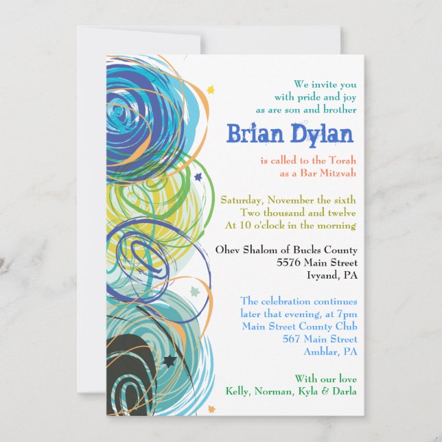 ARTSY FARTSY Bar Bat Mitzvah Invitation (Front)