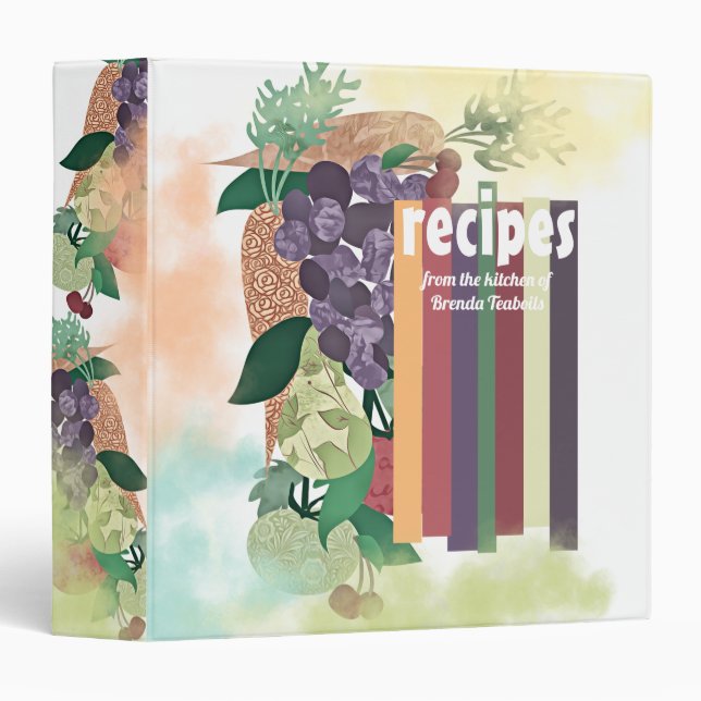Artsy fartsy foods personalized cookbook recipe 3 ring binder (Front/Spine)