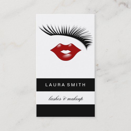 Artsy Feminine Chic Eyelashes  Red Lips Designer Business Card