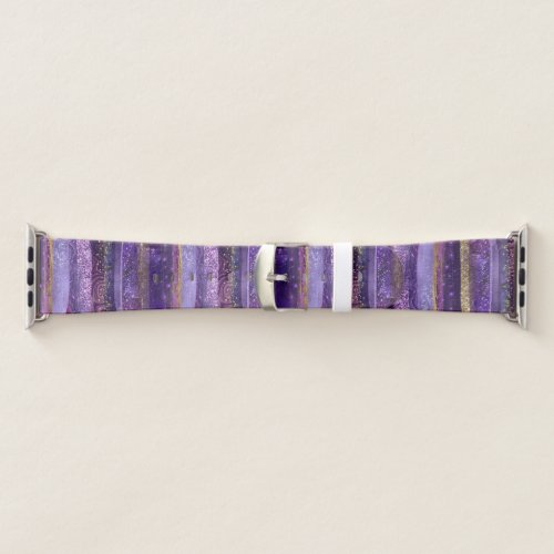 Artsy feminine lilac purple faux_golden strokes  apple watch band
