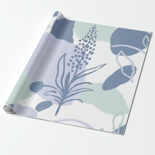 Artsy Flower Abstract  Lilac Periwinkle Sage Mint Wrapping Paper