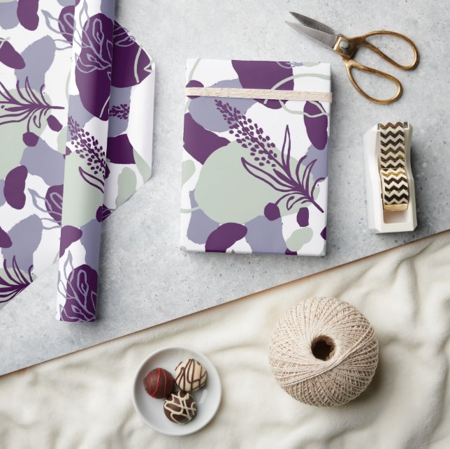 Artsy Flower Abstract | Navy Blue and Blush Pink Wrapping Paper (Crafts)