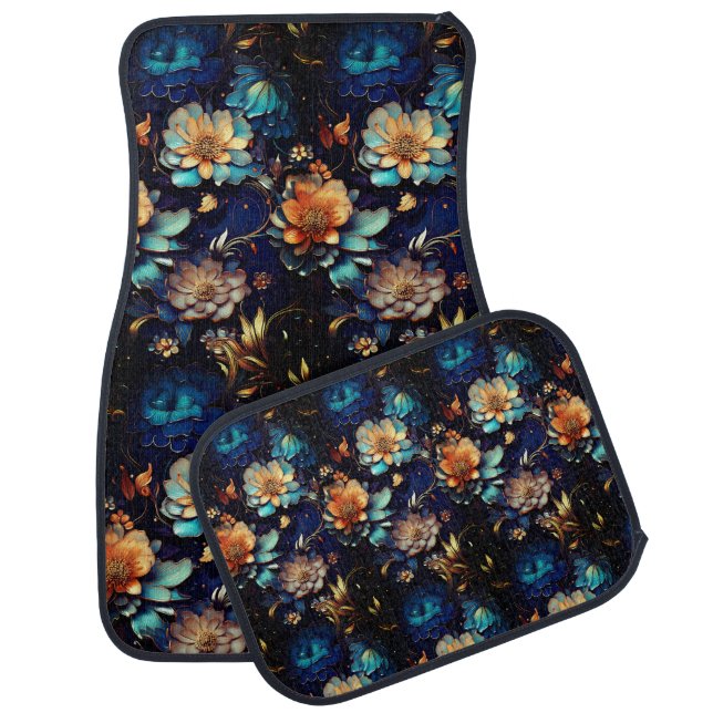 Artsy Flower Design Car Floor Mat (Set)