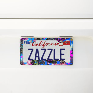 Artsy Flower Design License Plate Frame