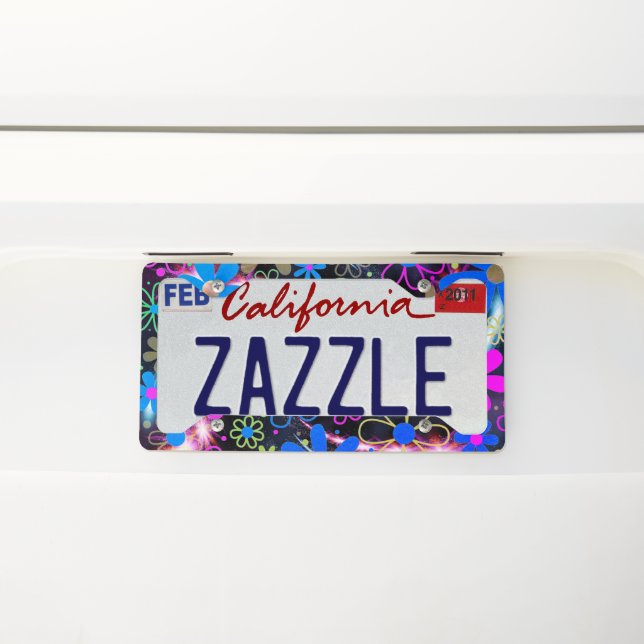 Artsy Flower Design License Plate Frame (On Car)