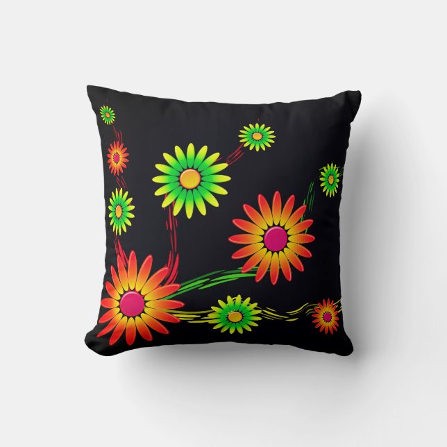 Artsy Flower Throw Pillow (Front)