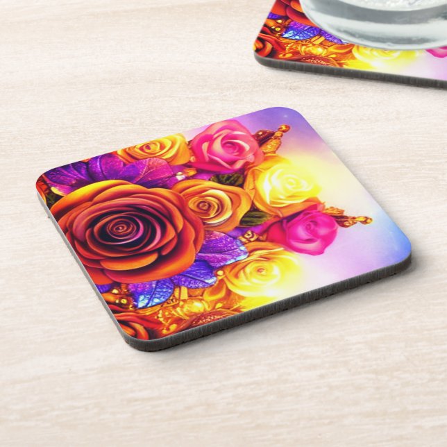 Artsy Flowers Beverage Coaster (Left Side)