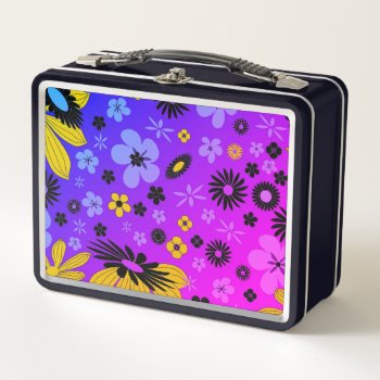 Artsy Flowers Design Metal Lunch Box by MarblesPictures at Zazzle