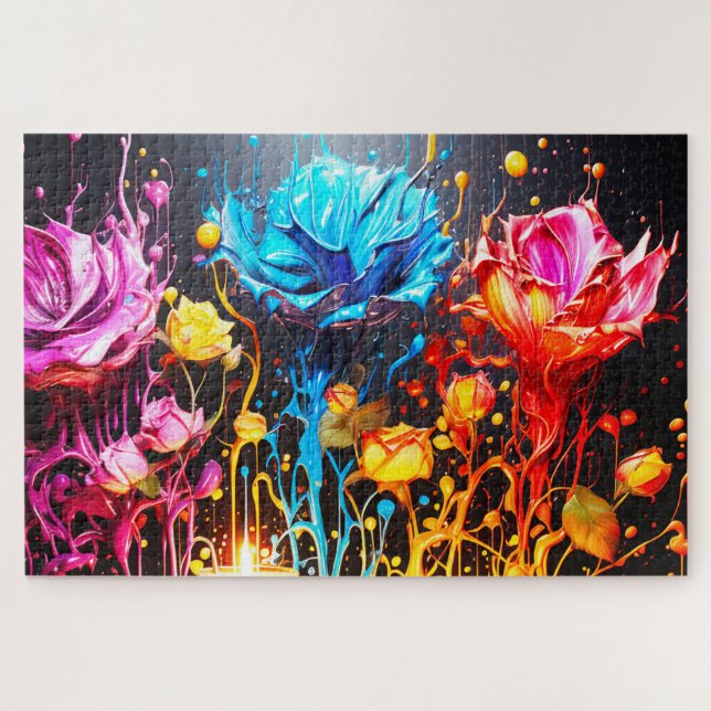 Artsy Flowers Jigsaw Puzzle (Horizontal)