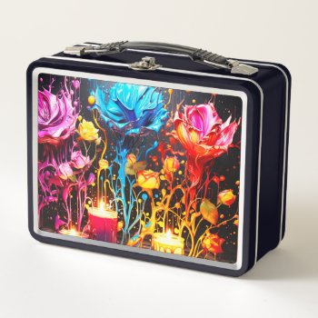Artsy Flowers Metal Lunch Box by MarblesPictures at Zazzle