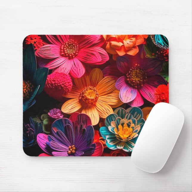 Artsy Flowers Mouse Pad (With Mouse)