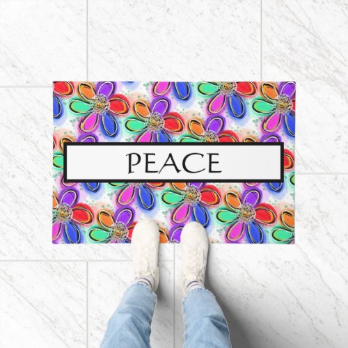 Artsy Flowers Peace Pattern Doormat