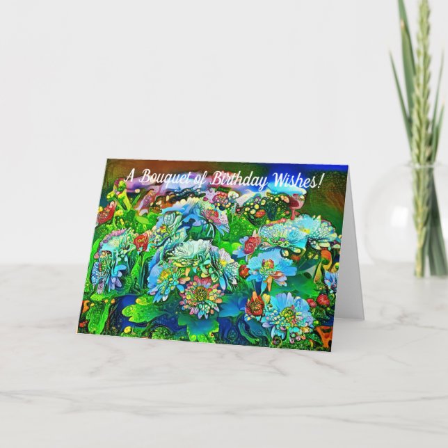 Artsy Garden Birthday Wishes Birthday Card (Front)