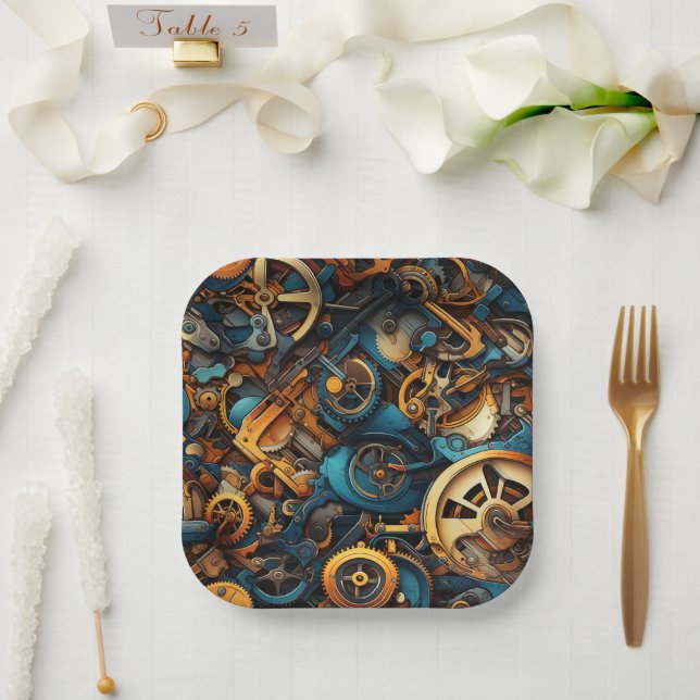 Artsy Gears Paper Plates (Wedding)