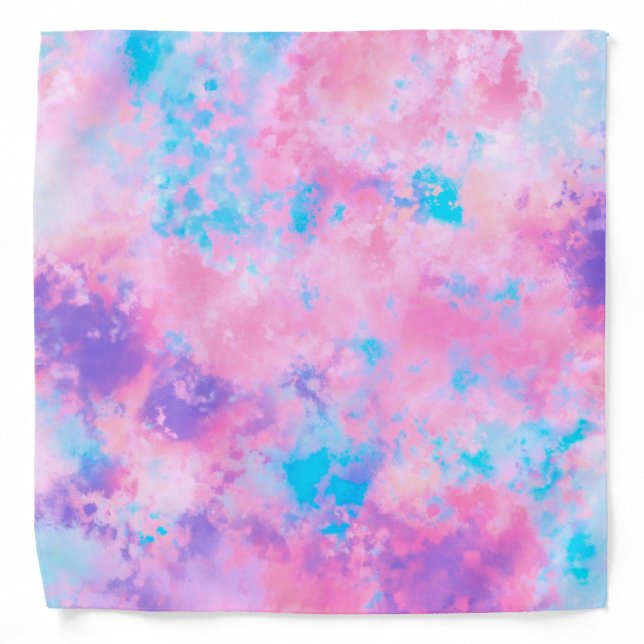 Artsy Girly Pink Blue Abstract Paint Splatter Art Bandana (Front)