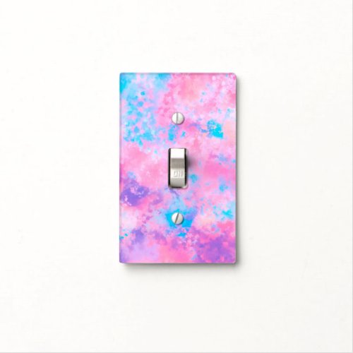 Artsy Girly Pink Blue Abstract Paint Splatter Art Light Switch Cover