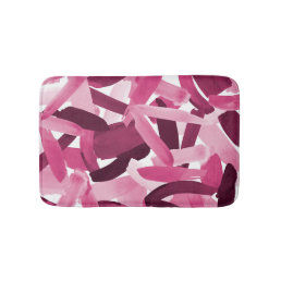 Artsy Girly Pink Burgundy Brushstroke Collage Bath Mat