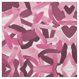 Artsy Girly Pink Burgundy Brushstroke Collage Fabric