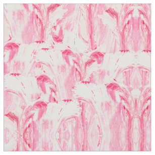 Artsy Girly Pink Coral Abstract Floral Painting Fabric