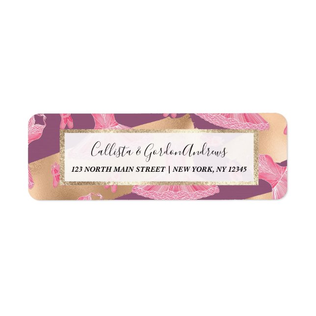 Artsy Girly Pink Gold Purple Ballerina Dress Shoes Label (Front)