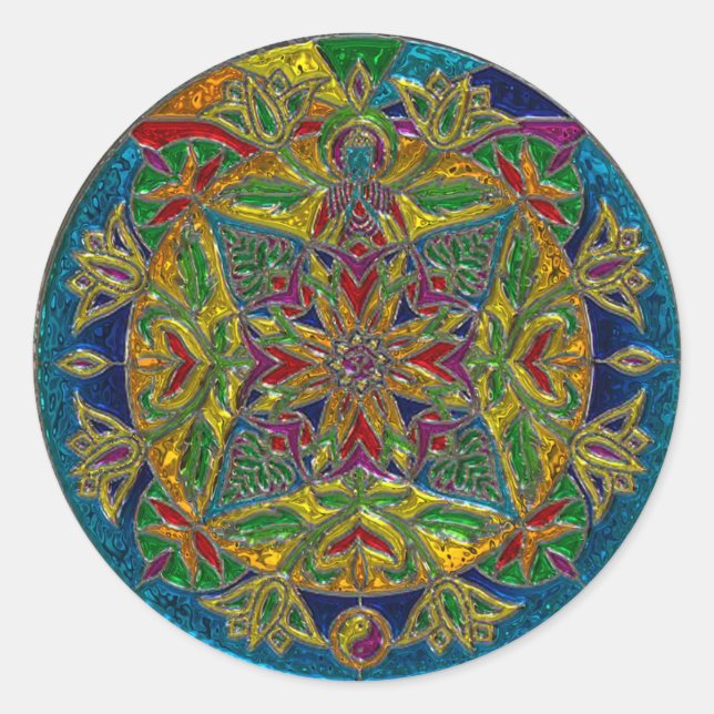 Artsy Glassy Colorful Mandala Sticker (Front)