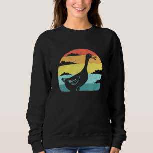 Artsy Goose Design Cute Goose Retro Vintage Sunset Sweatshirt