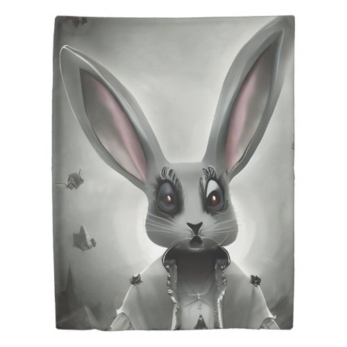 Artsy Gothic Grunge Rabbit Duvet Cover