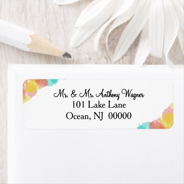 Artsy Gouache Watercolor Wedding  Label (Insitu)