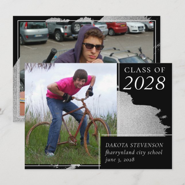 Artsy Graduate | Charming Abstract Splash 2 Photo Announcement (Front/Back)