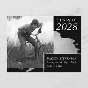Artsy Graduation Unique Abstract Splash Photo Announcement Postcard