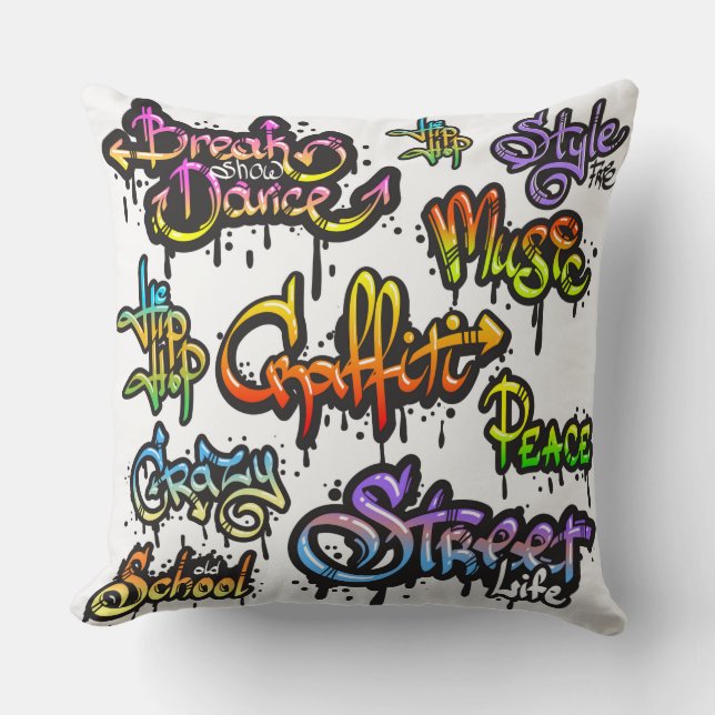 Artsy Graffiti  Throw Pillow (Front)