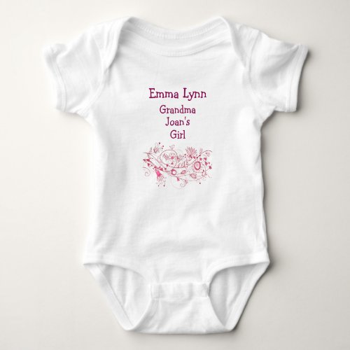 Artsy Grandmas Girl Flowers Hearts Personalize Baby Bodysuit