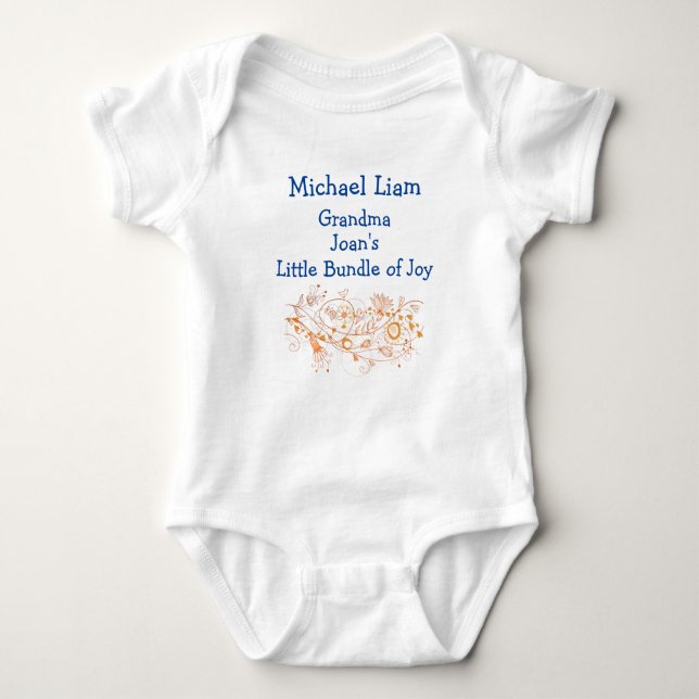 Artsy Grandma's Little Bundle of Joy Personalize Baby Bodysuit (Front)