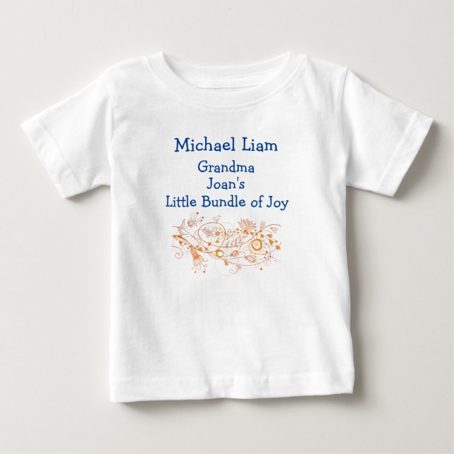 Artsy Grandma's Little Bundle of Joy Personalize Baby T-Shirt (Front)