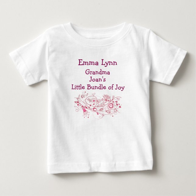 Artsy Grandma's Little Bundle of Joy Personalize Baby T-Shirt (Front)