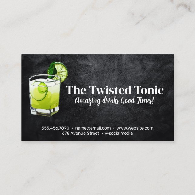 Artsy Green Mixed Cocktail  Business Card (Front)