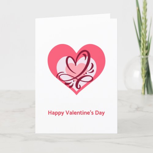 Artsy Heart Graphic Pink Happy Valentines Day Holiday Card