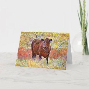 Artsy Hereford Cow Note Card