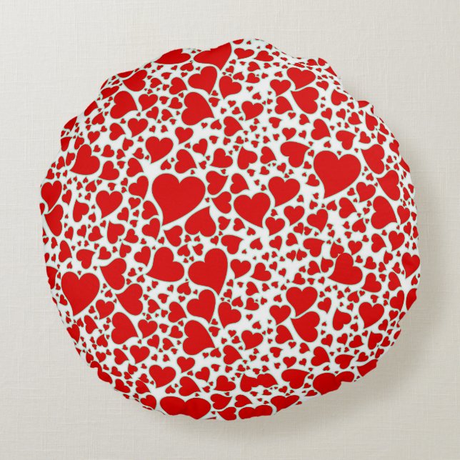 Artsy Holiday Hearts Round Pillow (Back)